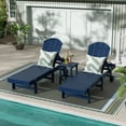 thumbnail image 2 of 3 Piece Laguna Adirondack Poly Reclining Chaise Lounge With Wheels, Navy Blue, 2 of 4
