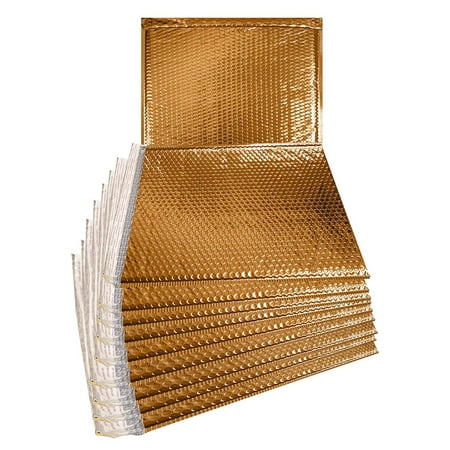 50 Pack Gold Bubble mailers 13 x 10.5. Metallic Padded envelopes 13 x 10 1/2. Cushion envelopes Peel and Seal. Large Padded mailing envelopes for Shipping, Packing,