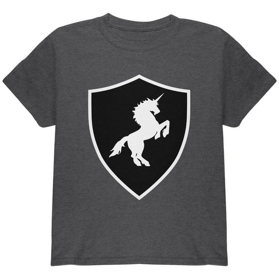Halloween Knight Shield Costume Unicorn Youth T Shirt Dark Heather YLG