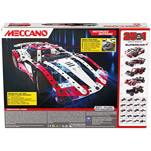 Meccano, 10-in-1 Racing Vehicles STEM Model Building Kit with 225 Parts and  Real Tools