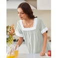 thumbnail image 2 of Ekouaer Cotton Nightgowns for Women Vintage Victorian Nightgown Short Sleeve Lace Night Gown Long Nightdress Soft Nightshirt, 2 of 6