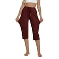 thumbnail image 5 of aidice Capris Womens Pants Summer Fitting Comfy Casual Drawstring Cropped Workout Pants with Pockets, 5 of 9