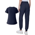 thumbnail image 5 of Minjewel Women's Asymmetric Collar Short Sleeve Scrubs for Women Set with Pockets, Stylish & Functional Scrub Set for Healthcare Workers,Navy 2XL, 5 of 8