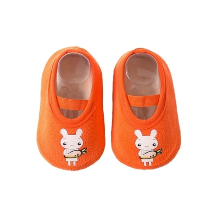 

Wazshop Toddler Floor Slippers First Walker Sock Shoes Non-Slip Socks Comfort Soft Soles Home Shoe Infant Slipper Prewalker Lightweight Orange Rabbit 6C
