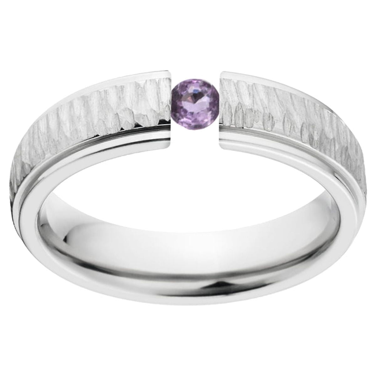 Amethyst 5mm Stainless Steel Custom Tension Set Ring