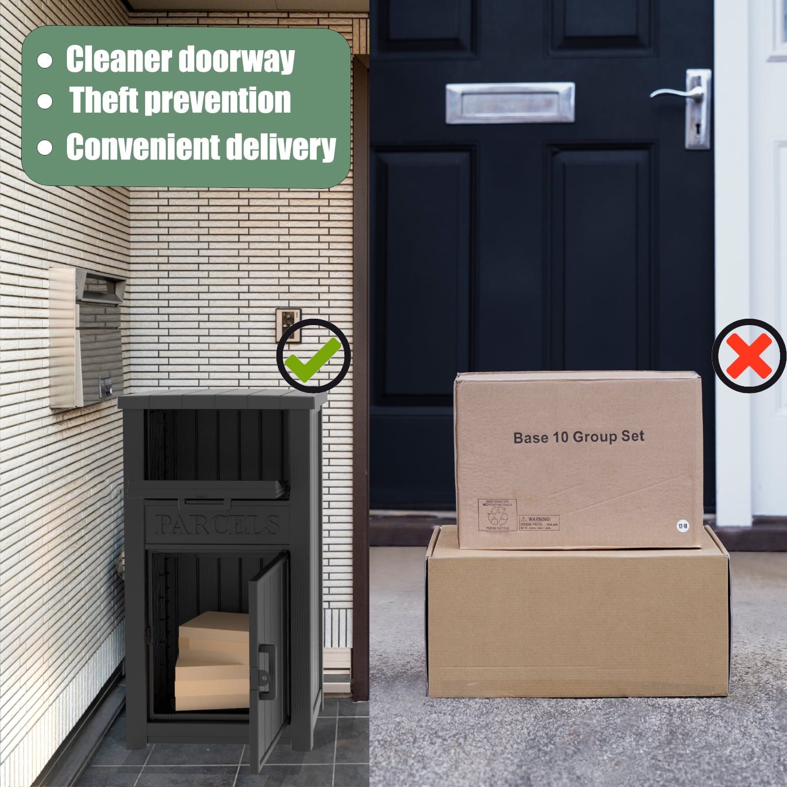 MAYEERTY 48 Gallon Lockable Parcel Package Drop Box, Bold PARCELS Sign Delivery Box for Front Porch Yard