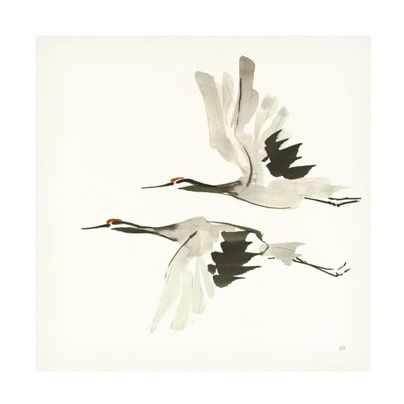 Chris Paschke 'Zen Cranes I Warm' Canvas Art