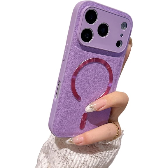 Leather Camera Protect Magnetic Phone Case for iPhone, Compatible with (Purple,iPhone 16)