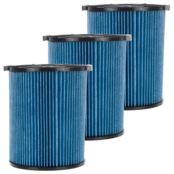 3 Pack 3-Layer Fine Dust Cartridge Filter Replacement Part 72952 Compatible with RIDGID VF5000, 5-20 Gallon Wet & Dry Vacuums, Washable & Reusable