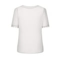 thumbnail image 4 of iHengLiXing Spring Tops for Womens Dressy Casual Fashion Women Casual Solid Short Sleeve V-Neck Lace T-Shirt Blouse Tops White M, 4 of 6
