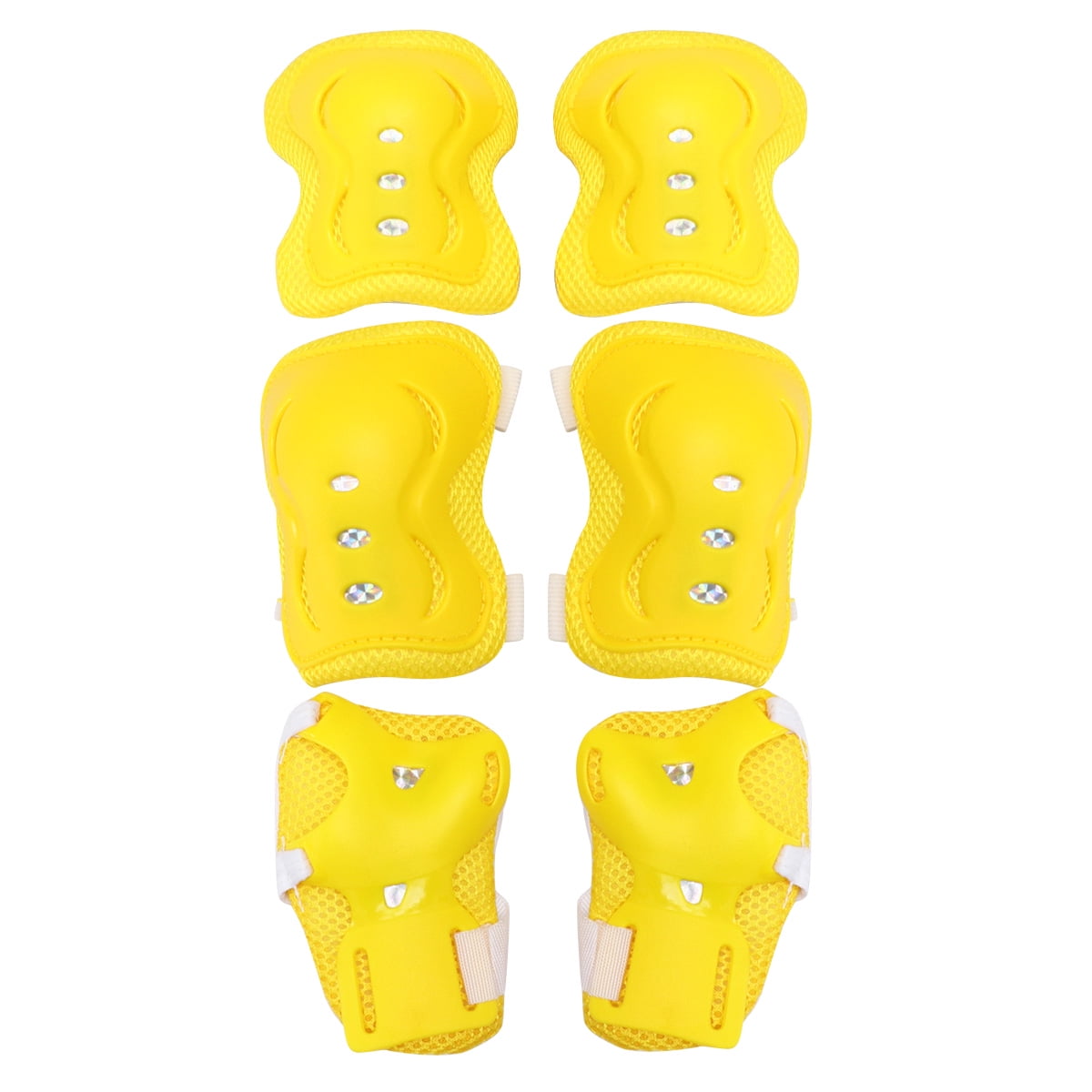 6pcs/1 Set Outdoor Sports Protector Protective Gear Knee Pads Elbow Pads Wrist Guard for Cycling Skateboard Riding (Yellow)