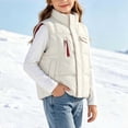 thumbnail image 2 of Hduncf Girls Quilted Puffer Vest, Warm Sleeveless Winter Jacket with Fleece Lining, Casual Outdoor Outerwear for Kids White 11-12 Years, 2 of 9
