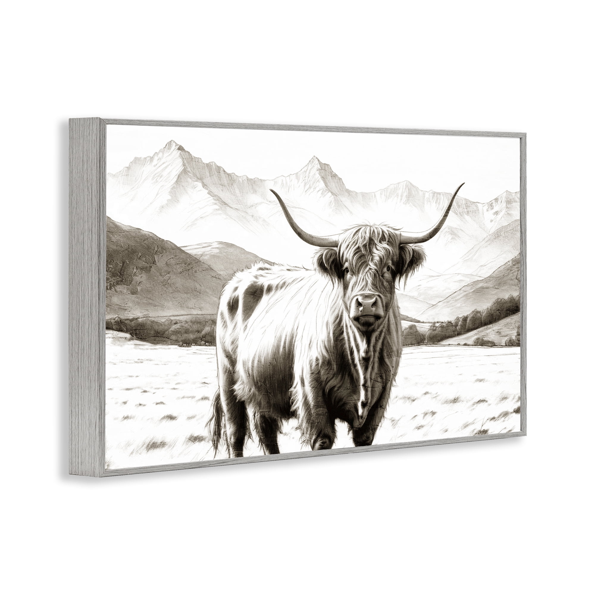 Stupell Industries Highland Sepia Sketch Gray Framed Giclee Art, design by Kim Allen