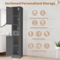 thumbnail image 4 of Space Saving Bathroom Cabinet, 66" Tall Narrow Storage Organizer with Adjustable Shelves, Multi-Functional Freestanding Cabinet for Bathroom, Kitchen, 4 of 6