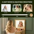 thumbnail image 5 of SELOOYE 3-in-1 Vanity with Flip Mirror & Lights, Fluted Compact Vanity Table with 3 Drawers, Storage Compartment and Rolling Stool, Modern Small Makeup Vanity for Bedroom, Powder Room, Natural Oa, 5 of 8