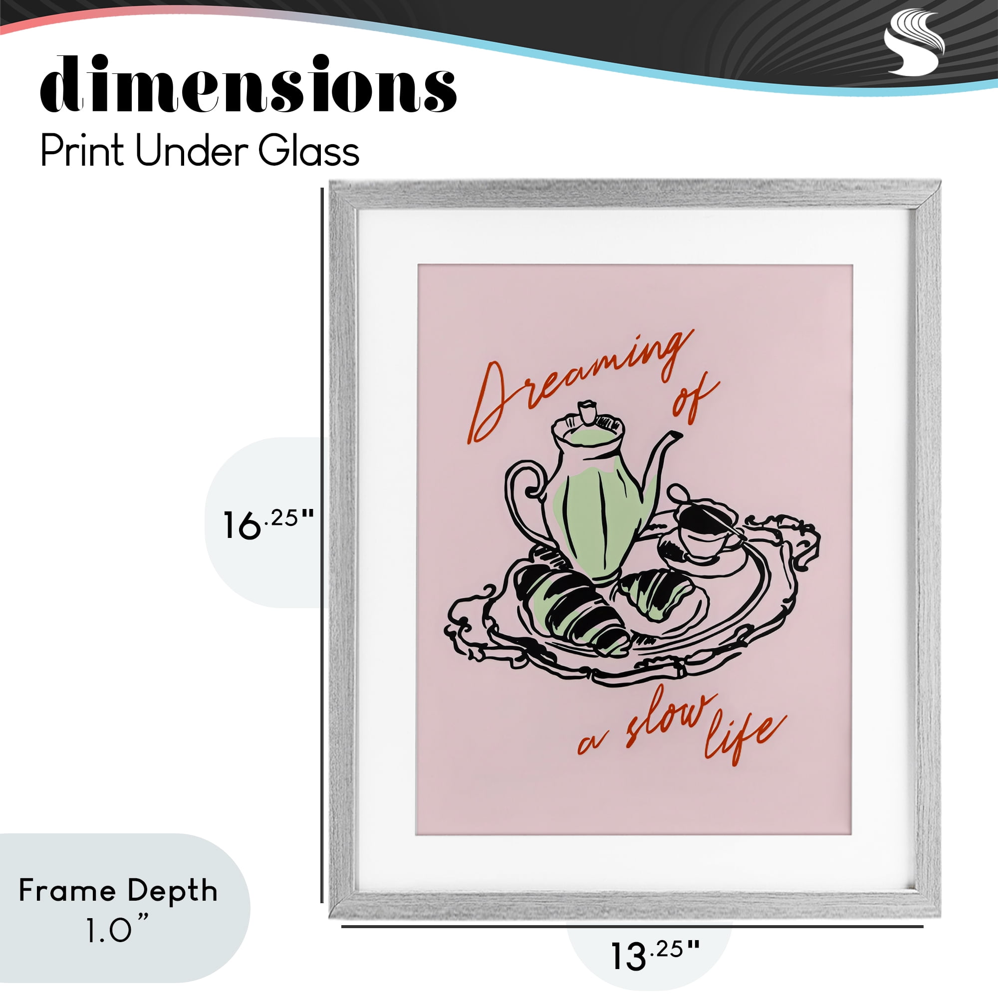 Stupell Industries Slow Life Tea Platter Gray Framed Print Under Glass, design by The Prints Vibe