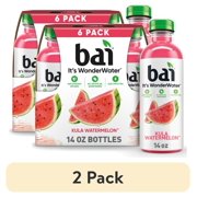(2 pack) Bai Kula Watermelon Antioxidant Infused Water Beverage, 14 fl oz, 6 Pack Bottles