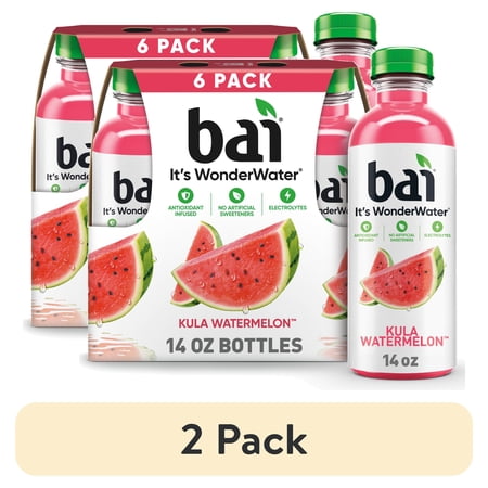 (2 pack) Bai Kula Watermelon Antioxidant Infused Water Beverage, 14 fl oz, 6 Pack Bottles