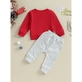 thumbnail image 5 of Elippeo Baby 2 Piece Cute Outfit 6M 12M 18M 24M 3Y Christmas Letter Print Long Sleeve Sweatshirt and Elastic Pants Set for Newborn Fall Clothes, 5 of 10