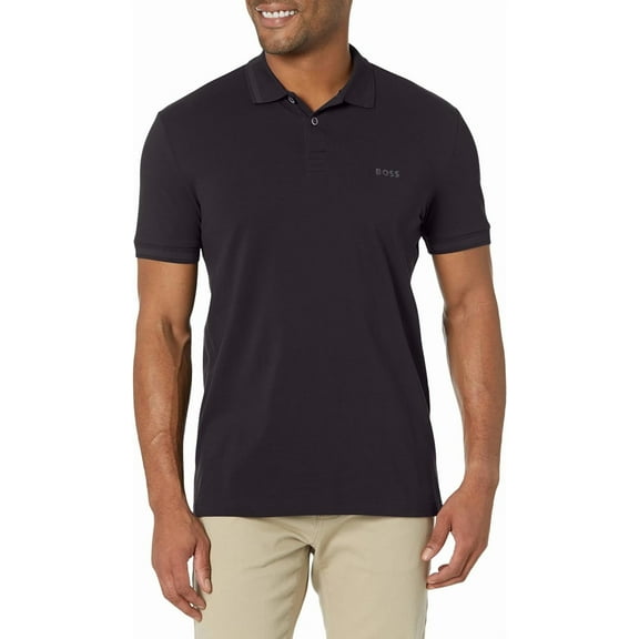 Hugo Boss Men's Pio Sporty Tonal Collar Polo, Smokey Black