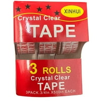 Xinhui Crystal Transparent Tape – 3 Rolls, 3/4" x 500 Inches Each: 3CT