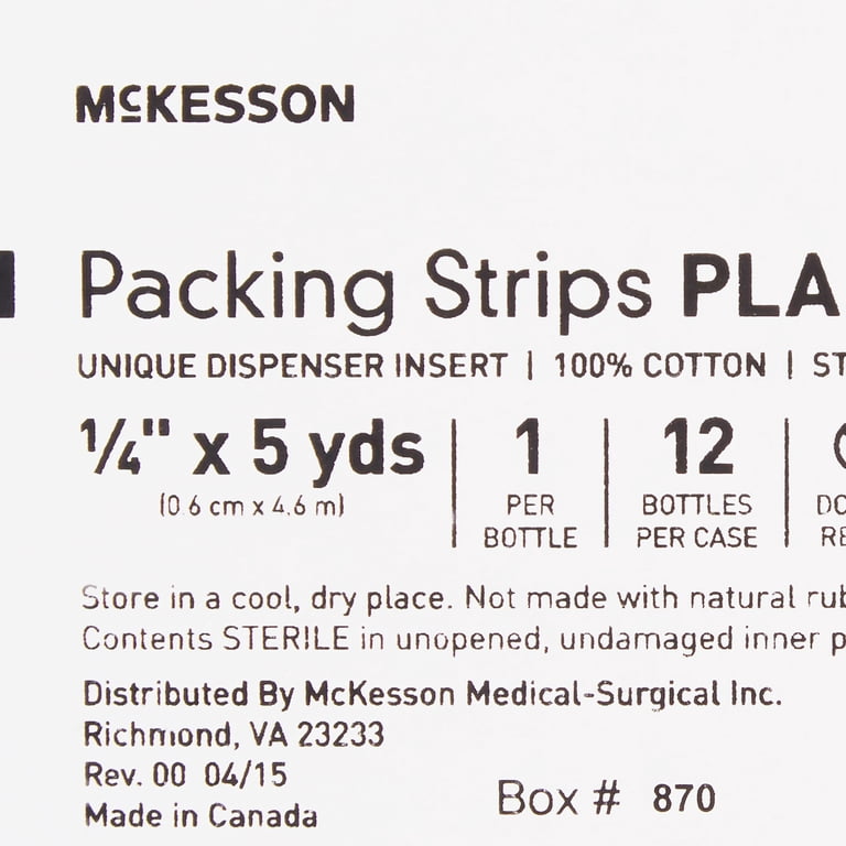 McKesson Wound Packing Strip, Sterile Cotton Gauze Strip, 1/4 in x 