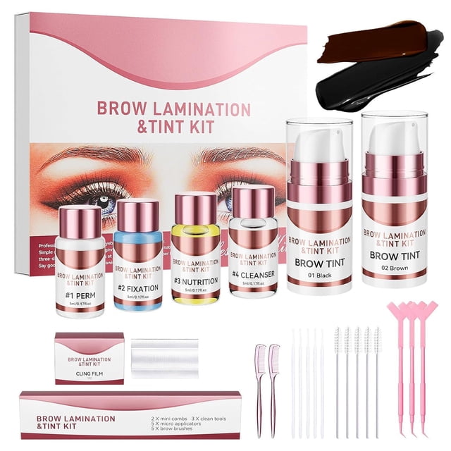 Kit de Laminación y Coloreado de Cejas Negro con Herramientas Completas para Elevación Rápida en Cas