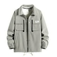 thumbnail image 1 of Fengqque Men's Workwear Jacket for Spring, Loose Casual Jacket Gray 10(XL), 1 of 7