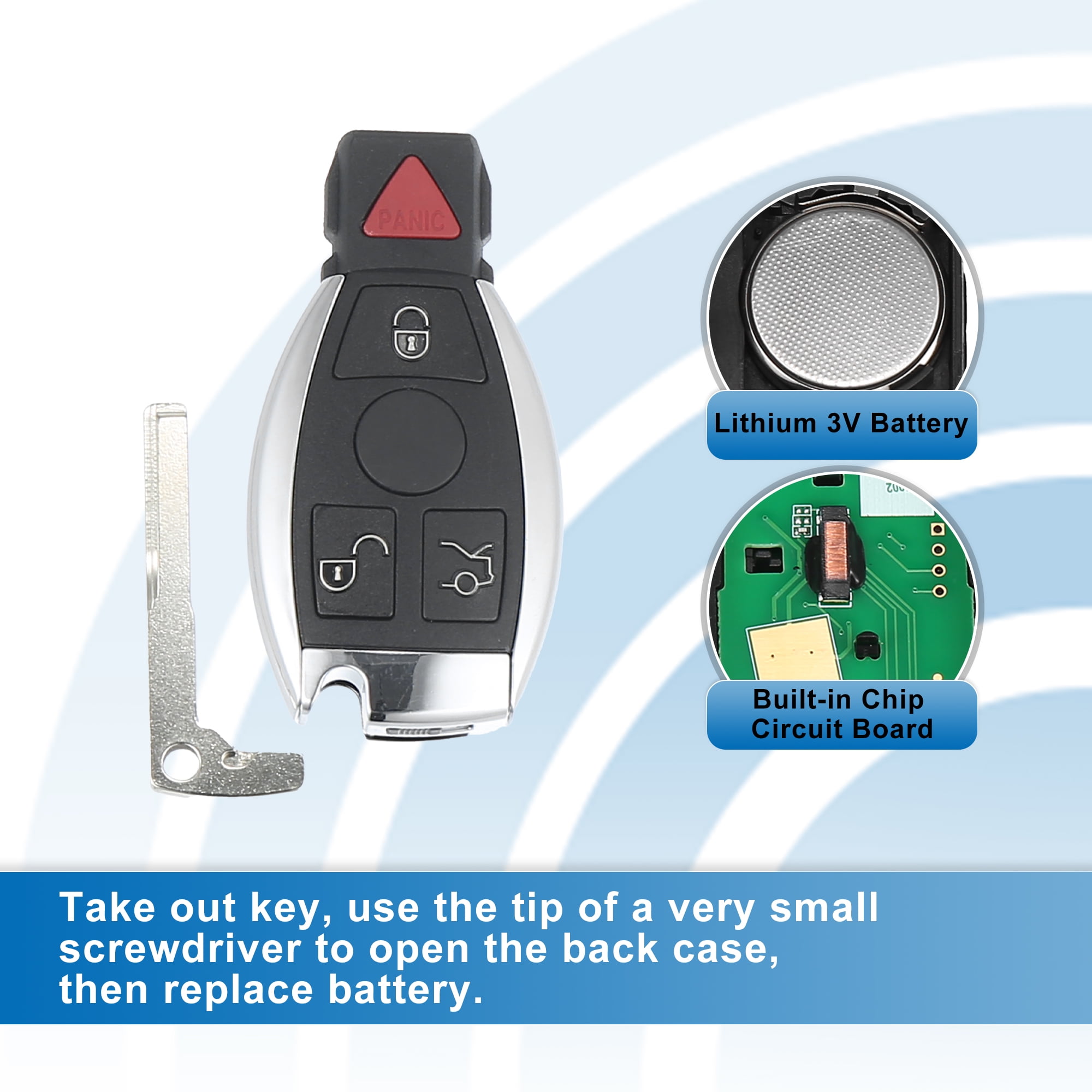 Unique Bargains 4 Button Car Keyless Entry Remote Control Key Fob YZ3312 IYZ3317 for Mercedes-Benz C320 2002-2005 CL600 2002-2006 315MHz