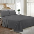 thumbnail image 2 of CCNY 600 TC Egyptian Cotton Bed Sheets, Luxurious Soft for Hotel Quality 4Pc Sheet Set - 1 Fitted Sheet, 1 Flat Sheet & 2 Pillowcases 18 Inch Deep Pocket (Full XL-Dark Grey Solid), 2 of 8