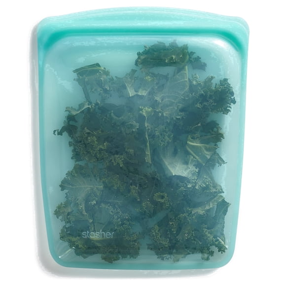 Stasher Premium Food-Safe Reusable Silicone Half Gallon Food Storage Bag, Aqua, 64 oz