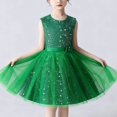thumbnail image 2 of AHTJRT Flower Girl Dresses Sleeveless Sequin Sparkly Tulle Dress Wedding Pageant Princess Birthday Fancy Tween Girl Dresses Green 11-12 Years, 2 of 9