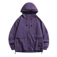 thumbnail image 5 of GrmtClth Mens Windbreaker Jackets Waterproof Lightweight Fall Hooded Jacket with Pocket Raincoat for Outdoors & Commutes Purple XXL, 5 of 5