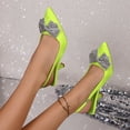 thumbnail image 3 of Women's Casual Closed Toe Shoes Spring Summer Trendy Heels Women's Slingback Pumps Bow Pointed Toe Pumps High Heels Evening Comfy Dress Shoes, 3 of 9