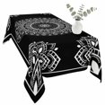 thumbnail image 2 of Black Boho Table Cloth Waterproof Tablecloths, Retro Farmhouse Neutral Abstract Geometric Tablecloth Dining Table Cover for Kitchen Party Tabletop Outdoor, Rectangle Tablecloth 60x120 Inch, 2 of 9