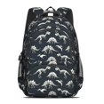 thumbnail image 2 of Dinosaur and Skeleton Navy Blue Pattern Cute School Backpack Bag with Padded Back and Adjustable Shoulder Straps 16.9 X 12.6 X 5.9 Inches, 2 of 5