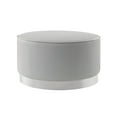 thumbnail image 2 of Nicole Miller Cocktail Ottoman Sonny PU Leather Upholstered Metal Trim Base Glam Style, Grey/Chrome, 2 of 9