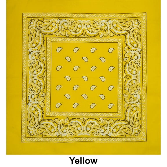Yellow Paisley Print Designs Cotton Bandana (22 inches x 22 inches)