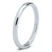 Charming Jewelers Tungsten Wedding Band Ring 2mm for Men Women Comfort Fit Domed Polished Lifetime Guarantee Size 4
