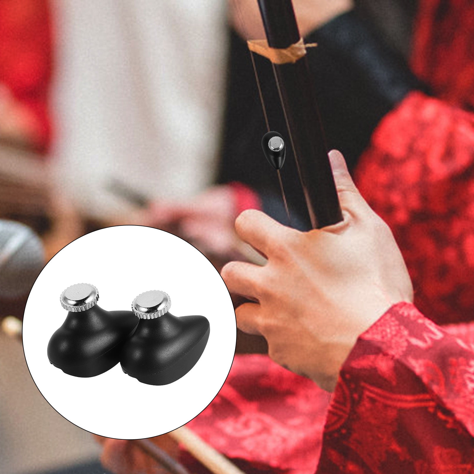 OULII 1Pair Erhu Musical Instrument Accessory Metal Fine Tuners Black Matte Finish for Reliable Tuning