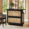 thumbnail image 4 of Tribesigns Rattan Home Bar Unit, Farmhouse 4-Tier Bar Table with 4 Stemware Racks and Heightened Base, 4 of 7