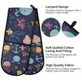 thumbnail image 2 of Yayeee Double Oven Mitt Kitchen Heat Resistant Baking 35" x7" Quilted Glove, Red Jellyfish, 2 of 6