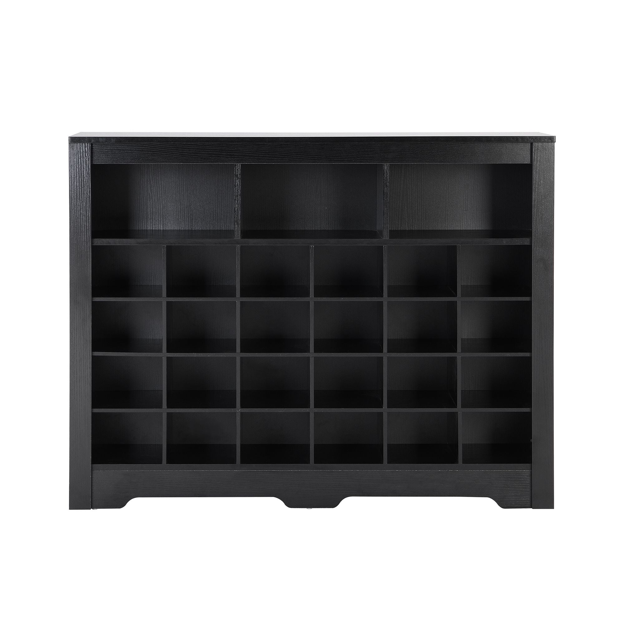 DEALTOPS Modern Freestanding Shoe Cabinet with 24 Square Shoe Compartments, Stylish Shoe Rack with Large Storage Capacity for Entryway - Black