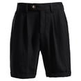 thumbnail image 2 of Jerdar Men's Cotton Linen Shorts Casual Pleated Summer Vacation Beach Elastic Waist Shorts with Pockets, 2 of 9