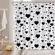 thumbnail image 2 of Cortina de ducha para caravana con diseño de corazón blanco y negro, ideal para San Valentín, para mujer y niña, con ganchos, tamaño pequeño, 91 cm de ancho x 182 cm de alto., 2 of 6