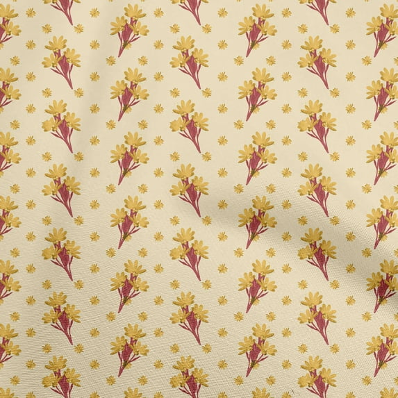 oneOone Cotton Flex Pale Yellow Fabric Floral Diy Clothing Quilting Fabric Print Fabric By Yard 40 Inch Wide