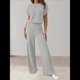 thumbnail image 5 of Traje Informal de Dos Piezas para Mujer, para Viajes y Vacaciones de Verano, con Corta y Pantalones Anchos. Gris XXL, 5 of 7