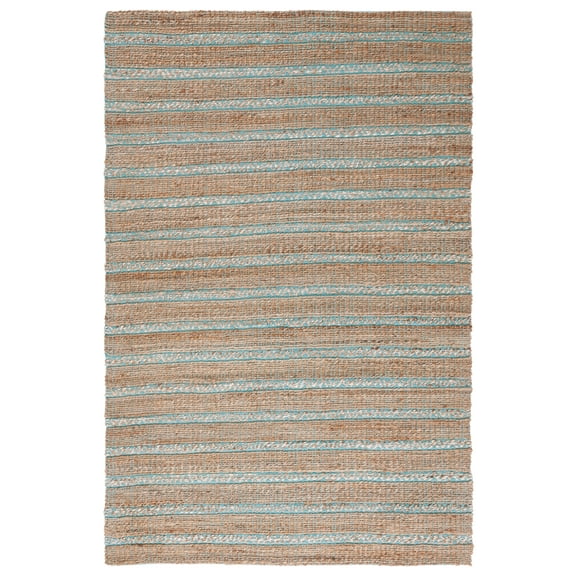 SAFAVIEH Natural Fiber Jack Striped Area Rug, Teal/Natural, 4' x 6'