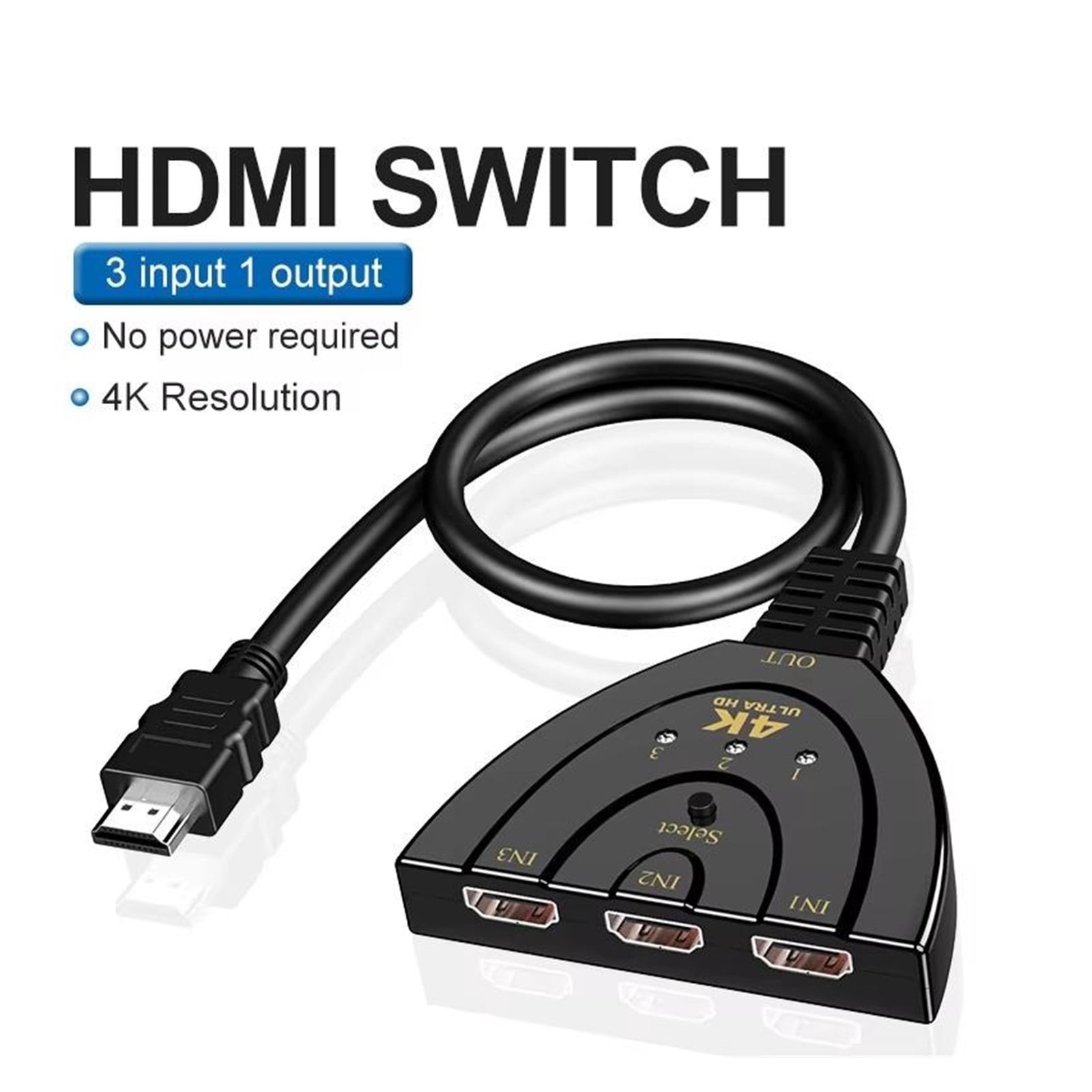 4K HDMI-Compatible Switch KVM Splitter Mini 3 Port VIdeo Switcher Hub for DVD HDMI PC Laptop TV ,High Image Resolution