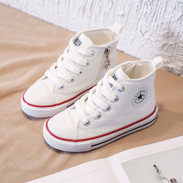 Zapatos para niños, zapatos de lona para niñas, zapatos de bebé de primavera y otoño, zapatos para niños y niñas, zapatos para niños medianos y grandes con cremallera lateral y caña alta